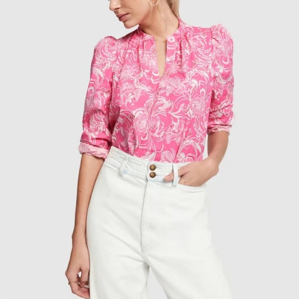 Goop x Lilly Pulitzer Paltrow Blouse in Hotty Pink